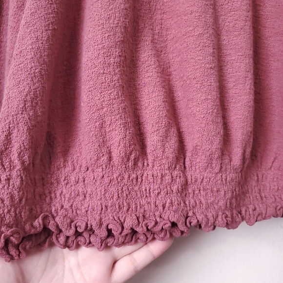 Madewell Texture & Thread Smocked Bell-Sleeve Top Autumn Berry Size L Boho - Picture 5 of 10